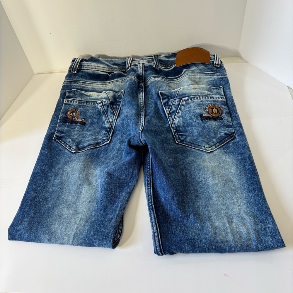 Men's Slim Straight Hummer Blue Jeans Size 32 waist 30 inseam comfy elastic fit